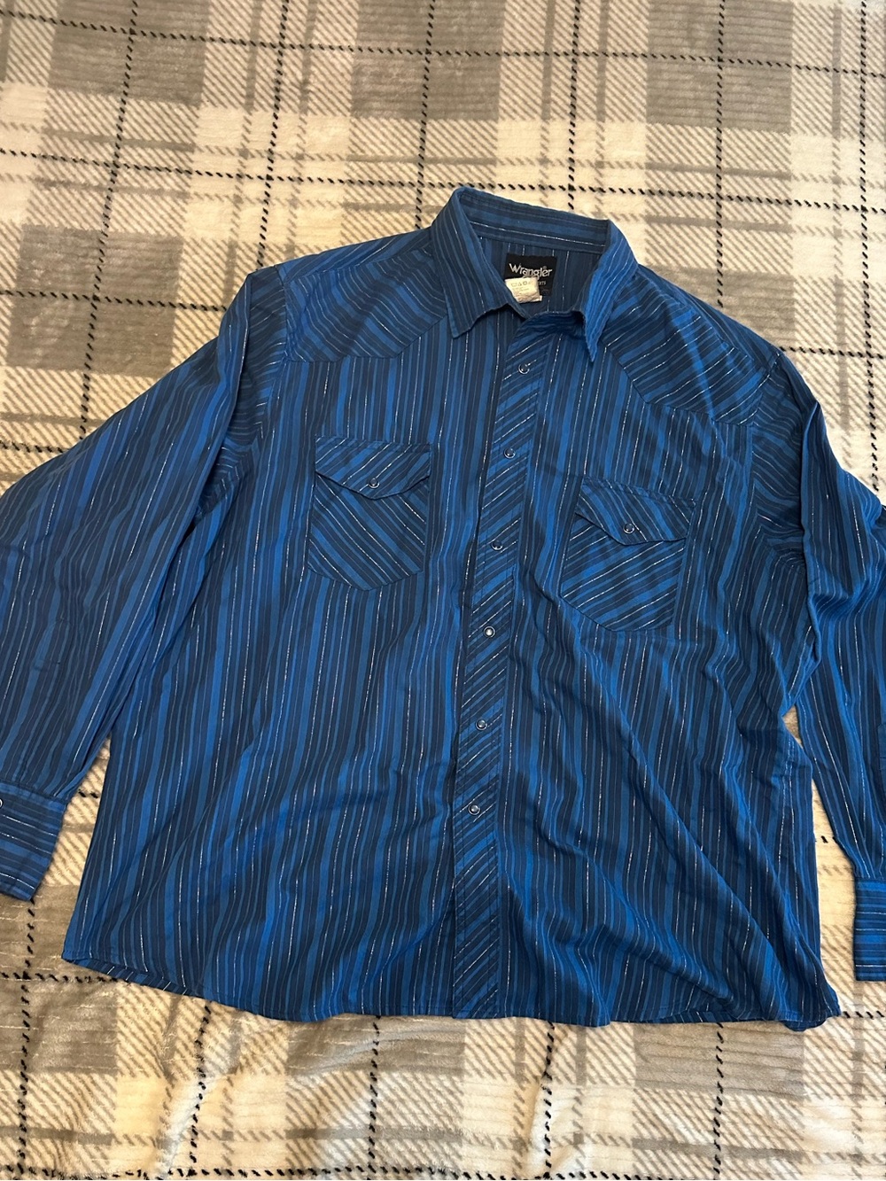 Vintage Wrangler Pearl Snap Button Down Western Style Shirt Men’s XXL